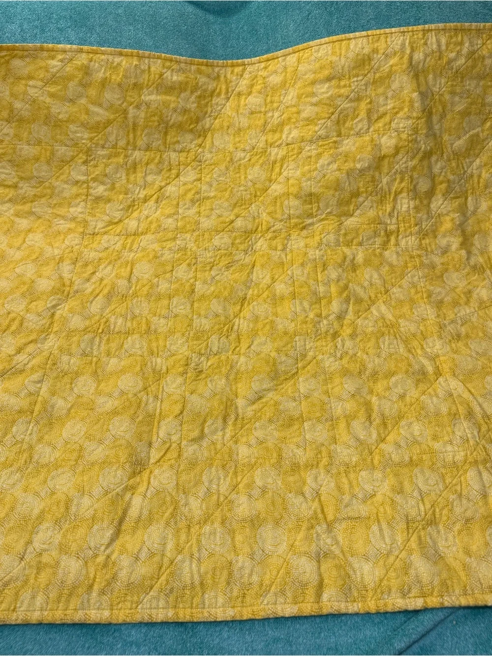 Blue & Yellow Teddy Bear 40” X 40” Quilted Baby Blanket